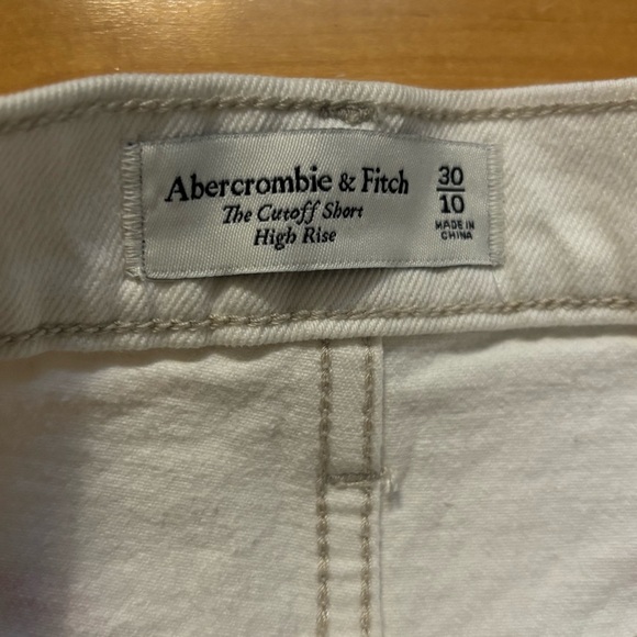 Abercrombie & Fitch High Rise Cutoff Shorts size 30 / 10 New With Tag White Blue - Picture 4 of 6